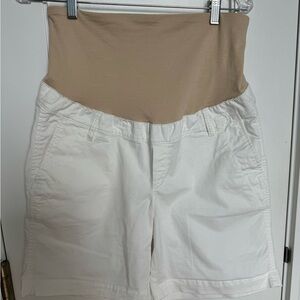 GAP Maternity High Waist White and Tan Women's Shorts